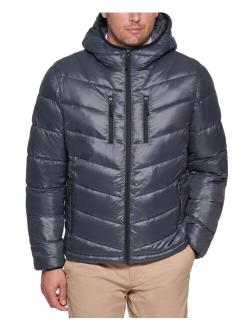 Men's Chevron Quilted Hooded Puffer Jacket, Created for Macy's