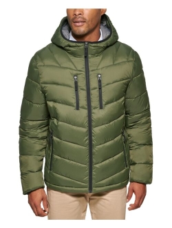 Men's Chevron Quilted Hooded Puffer Jacket, Created for Macy's