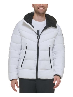 Men's Chevron Stretch Jacket With Sherpa Lined Hood