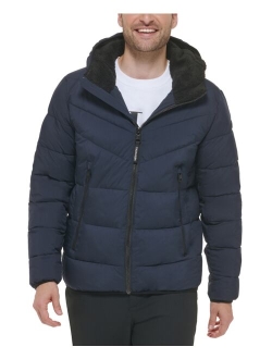 Men's Chevron Stretch Jacket With Sherpa Lined Hood