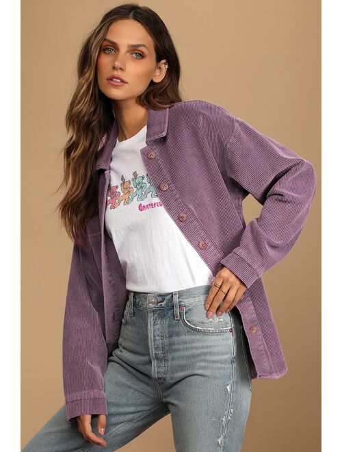 Lulus Take the Chill Off Lavender Corduroy Shacket