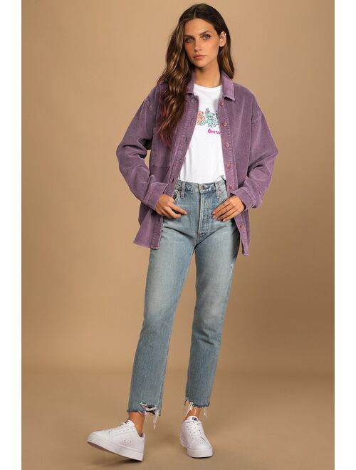 Lulus Take the Chill Off Lavender Corduroy Shacket