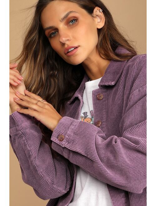 Lulus Take the Chill Off Lavender Corduroy Shacket