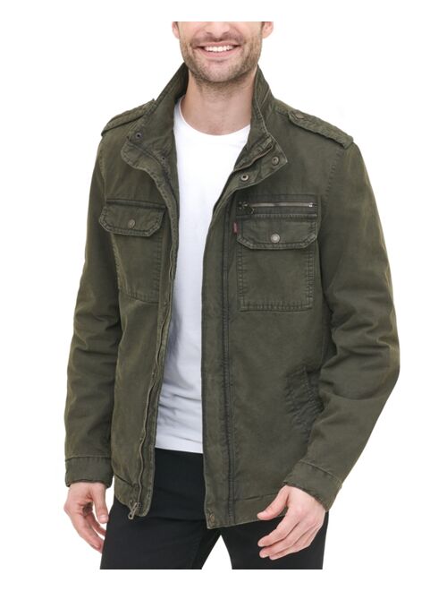 Levi's Men's Washed Cotton Two Pocket Sherpa Lined Military Jacket