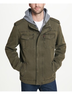 Mens Sherpa Lined Two Pocket Hooded Trucker Jacket