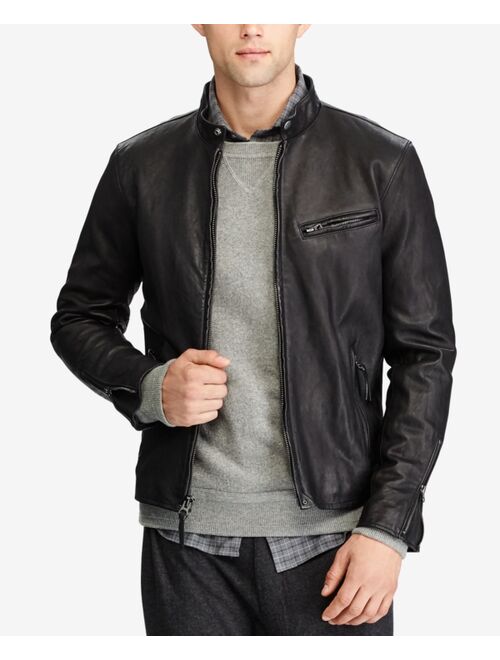 POLO RALPH LAUREN Men's Cafe Racer Leather Jacket