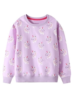 Homagic2we Toddler Girl Sweatshirt Kids Fall Casual Applique Pullover Cotton Adorable Long Sleeve Shirt Tops