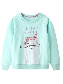 Homagic2we Toddler Girl Sweatshirt Kids Fall Casual Applique Pullover Cotton Adorable Long Sleeve Shirt Tops