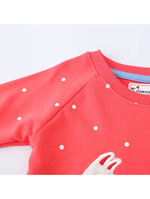 Homagic2we Toddler Girl Sweatshirt Kids Fall Casual Applique Pullover Cotton Adorable Long Sleeve Shirt Tops