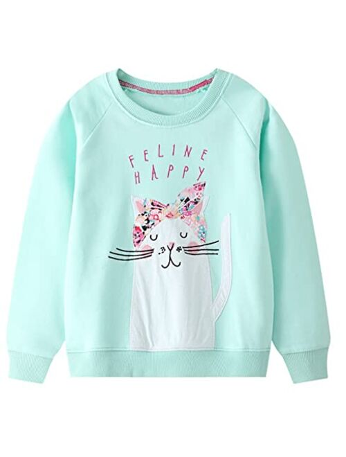 Homagic2we Toddler Girl Sweatshirt Kids Fall Casual Applique Pullover Cotton Adorable Long Sleeve Shirt Tops