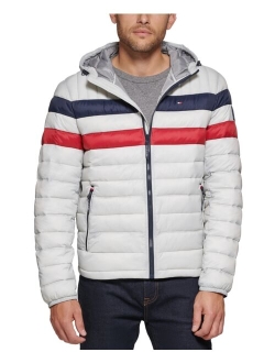 Men's Quilted Color Blocked Hooded Puffer Jacket