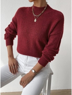 Mock Neck Drop Shoulder Sweater