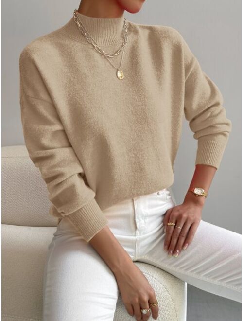 Shein Mock Neck Drop Shoulder Sweater