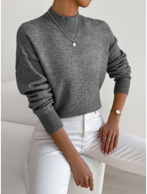 Shein Mock Neck Drop Shoulder Sweater