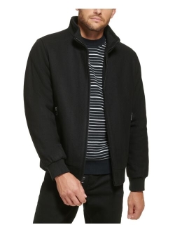 Men's Wool Bomber Jacket With Knit Trim