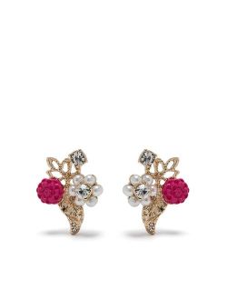 Marchesa Notte floral pearl-crystal earring