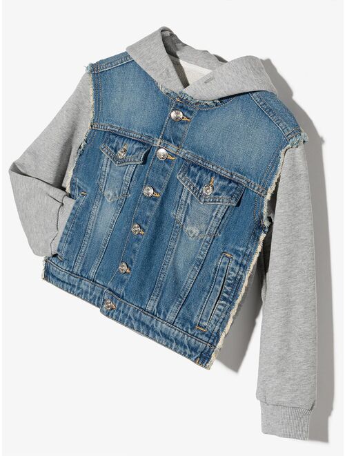 MM6 Maison Margiela Kids panelled frayed denim jacket