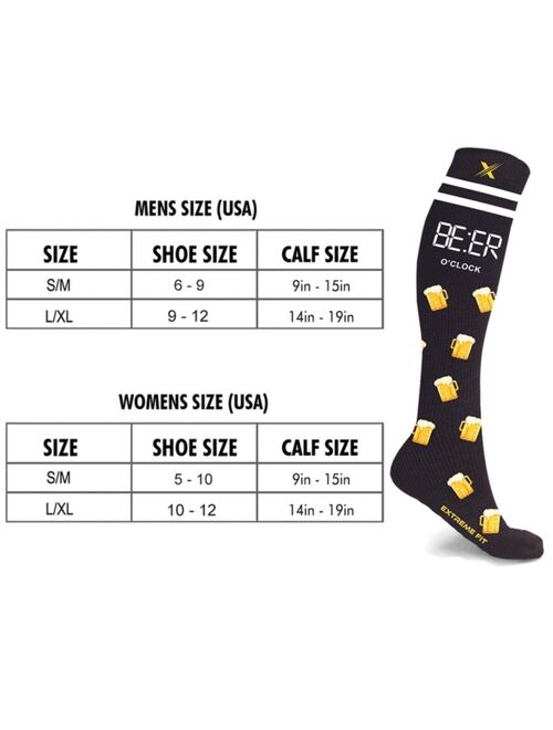 Extreme Fit Men's and Women's Fun and Expressive Compression Socks - 3 Pairs