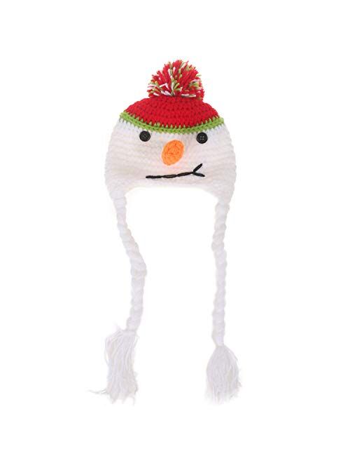 Ypser Infant Baby Knitted Beanie Photo Prop Crochet Knit Cap Christmas Cap Deer Hat with Bow