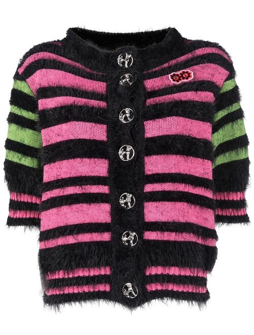 Chopova Lowena Triga logo-patch striped cardigan