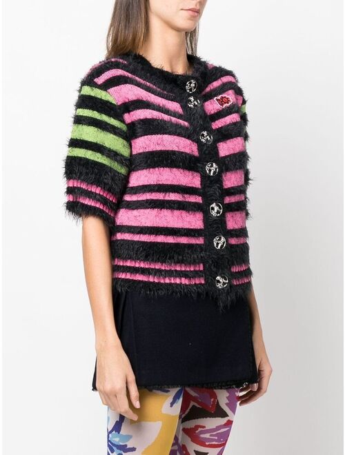 Chopova Lowena Triga logo-patch striped cardigan