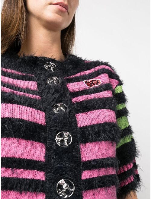 Chopova Lowena Triga logo-patch striped cardigan