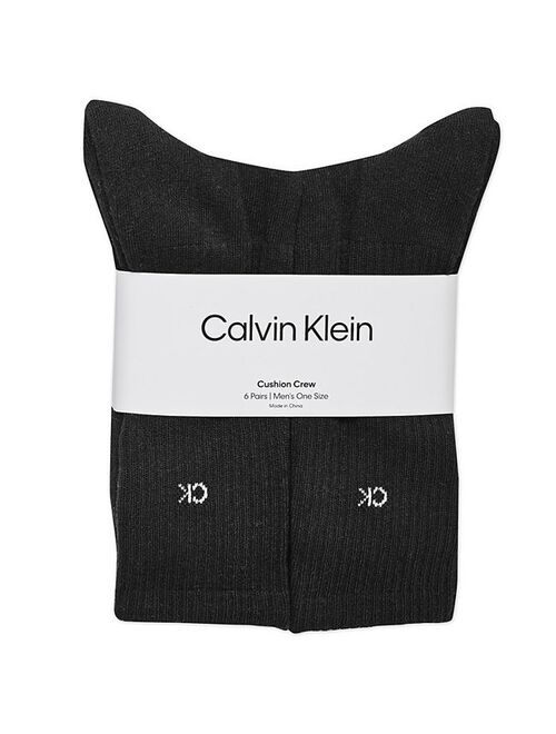 Men's Calvin Klein 6-Pack Solid Cushioned Crew Socks