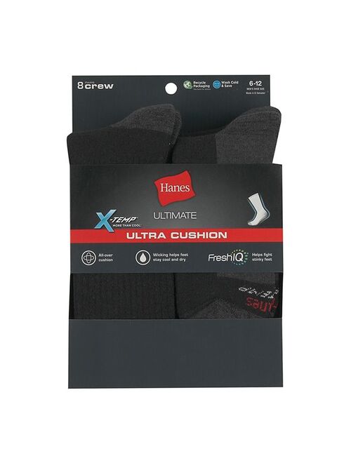 Men's Hanes Ultimate 8-Pack X-Temp Ultra Cushion Crew Socks