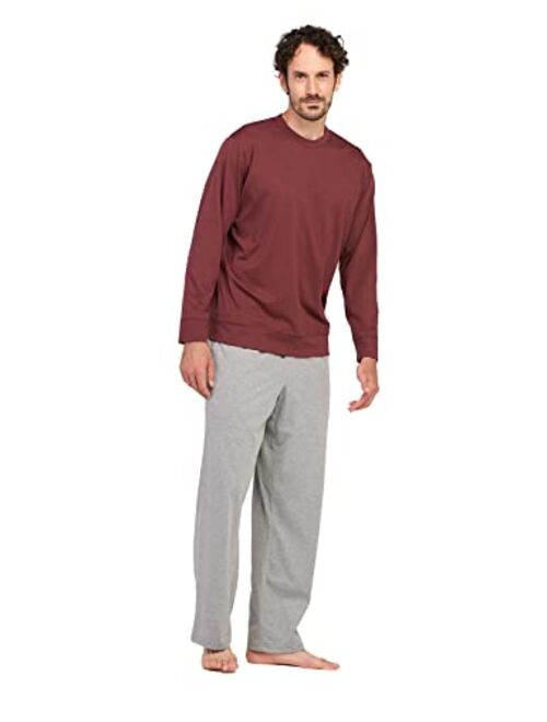 LAPASA Men's Soft Knit Pajama Set Comfy Sleep Lounge Set Solid Sleepwear PJ Tops Bottoms with Pockets M100