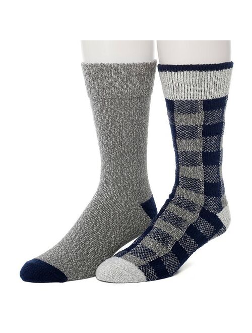 Men's Climatesmart by Cuddl Duds 2-Pack Buffalo Check & Twist Crew Socks