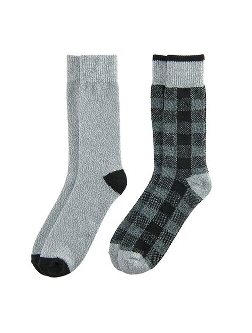 Men's Climatesmart by Cuddl Duds 2-Pack Buffalo Check & Twist Crew Socks