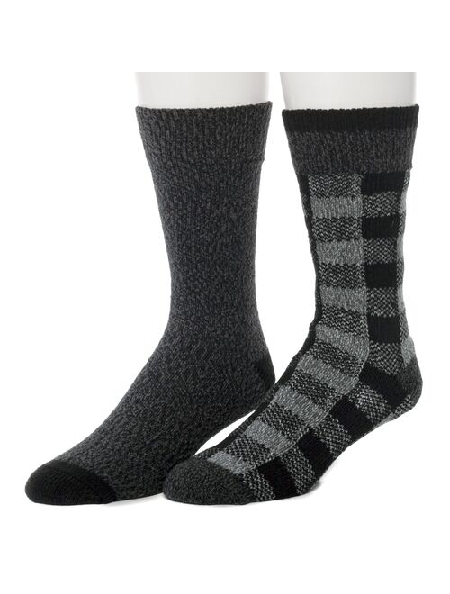 Men's Climatesmart by Cuddl Duds 2-Pack Buffalo Check & Twist Crew Socks