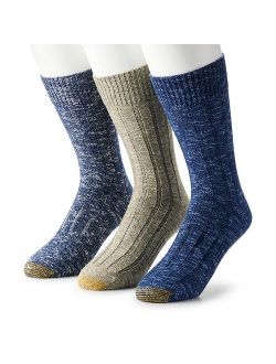 Men's GOLDTOE 3-pack Soft Slubbed Ribbed Crew Socks