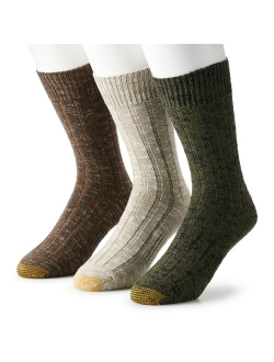 Men's GOLDTOE 3-pack Soft Slubbed Ribbed Crew Socks