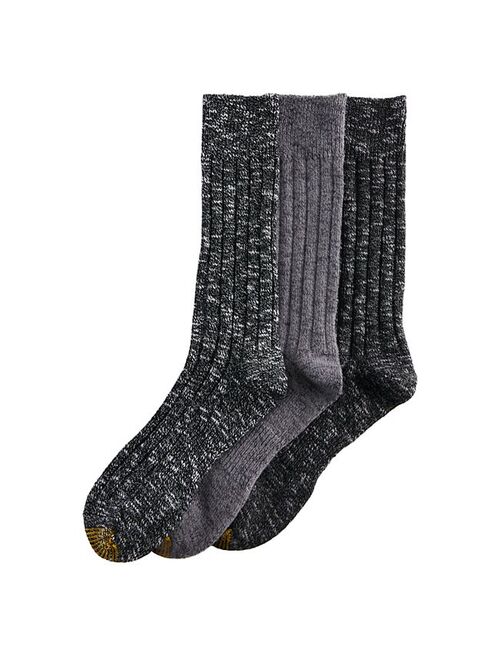 Men's GOLDTOE 3-pack Soft Slubbed Ribbed Crew Socks