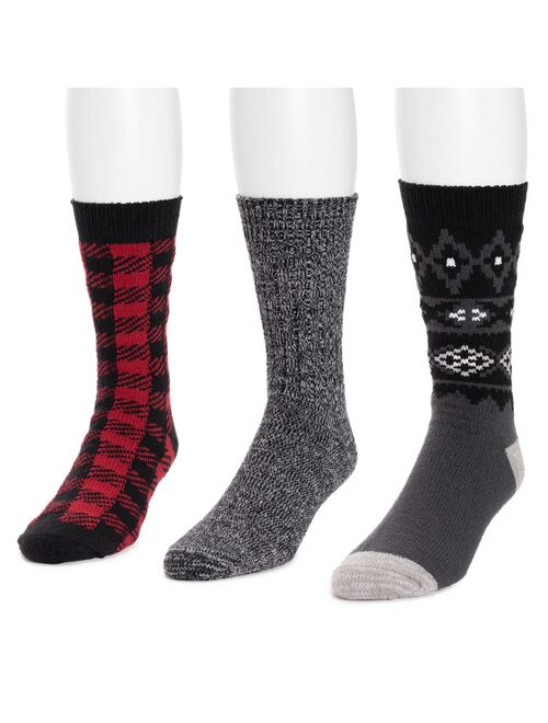 Men's MUK LUKS 3-pack Microfiber Crew Boot Socks