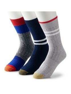 Men's GOLDTOE 3-pack Sporty Stripe Crew Socks