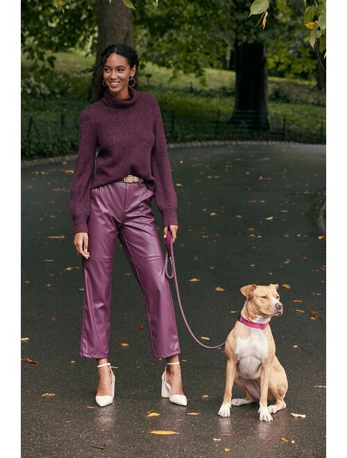 Lulus Keep It Trendy Burgundy Vegan Leather Straight Leg Pants