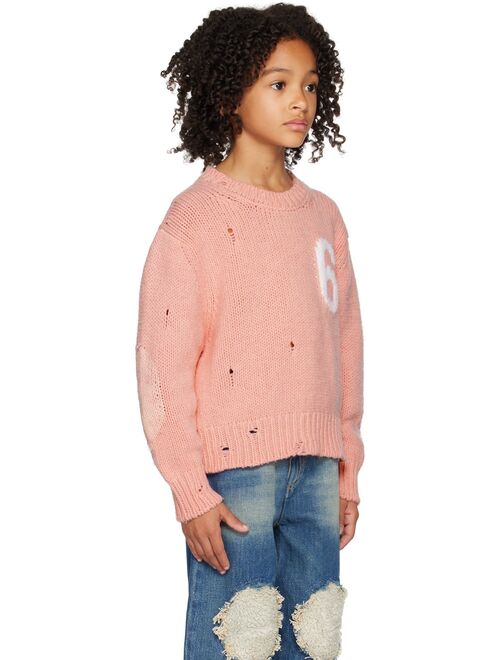 MM6 MAISON MARGIELA Kids Pink Distressed Sweater