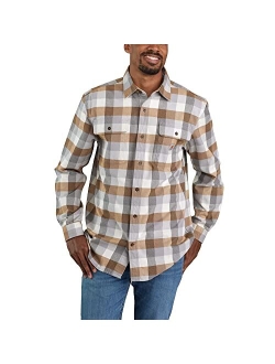 Men's Loose Fit Heavyweight Flannel Long Sleeve Plaid Shirt