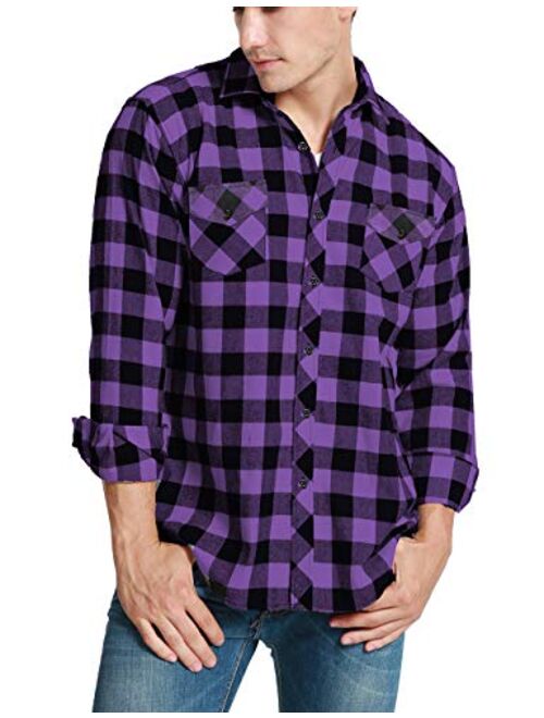 JEETOO Mens Buffalo Plaid Shirts Long Sleeve Flannel Shirt for Men Lumberjack Shirt