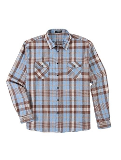 MCEDAR Mens Plaid Flannel Shirts-Long Sleeve Casual Button Down Slim Fit Outfit for Camp Hanging Out or Work