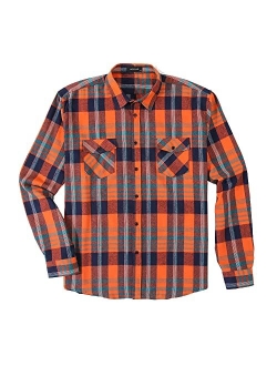 MCEDAR Mens Plaid Flannel Shirts-Long Sleeve Casual Button Down Slim Fit Outfit for Camp Hanging Out or Work