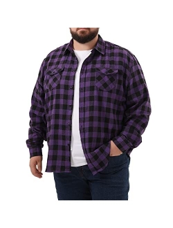 MCEDAR Mens Plaid Flannel Shirts-Long Sleeve Casual Button Down Slim Fit Outfit for Camp Hanging Out or Work