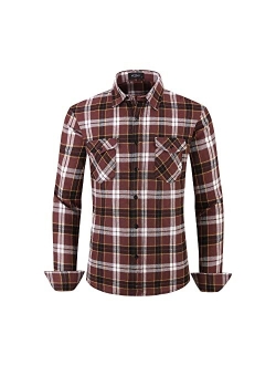 MCEDAR Mens Plaid Flannel Shirts-Long Sleeve Casual Button Down Slim Fit Outfit for Camp Hanging Out or Work