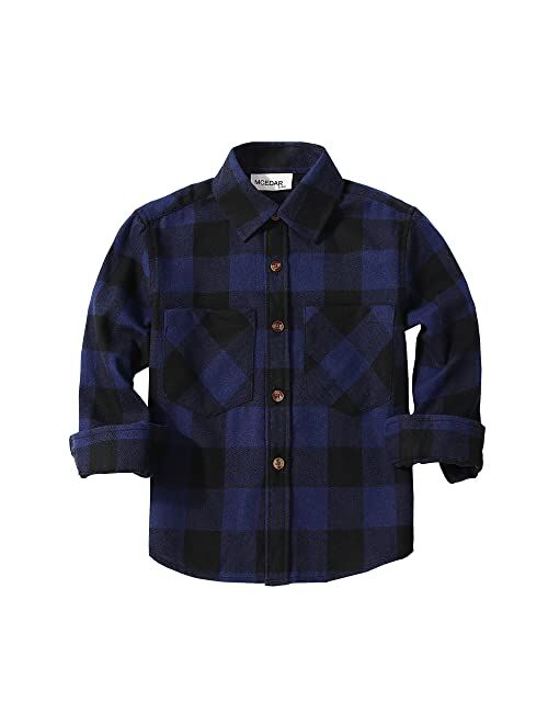 MCEDAR Mens Plaid Flannel Shirts-Long Sleeve Casual Button Down Slim Fit Outfit for Camp Hanging Out or Work