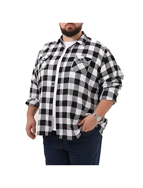 MCEDAR Mens Plaid Flannel Shirts-Long Sleeve Casual Button Down Slim Fit Outfit for Camp Hanging Out or Work