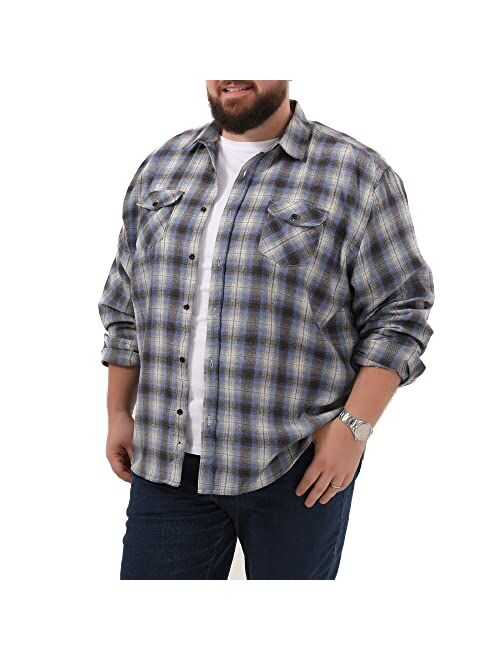 MCEDAR Mens Plaid Flannel Shirts-Long Sleeve Casual Button Down Slim Fit Outfit for Camp Hanging Out or Work