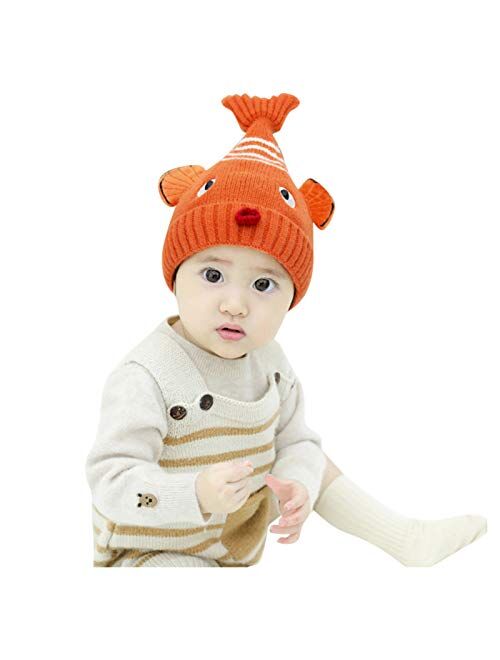 Digood Newborn Girl Boy Baby Infant Winter Warm Cartoon Earflap Knit Crochet Beanie,Christmas New Year Gifts