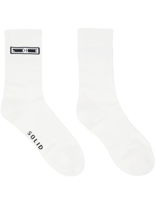 Solid Homme Three-Pack Black & White Jacquard Socks